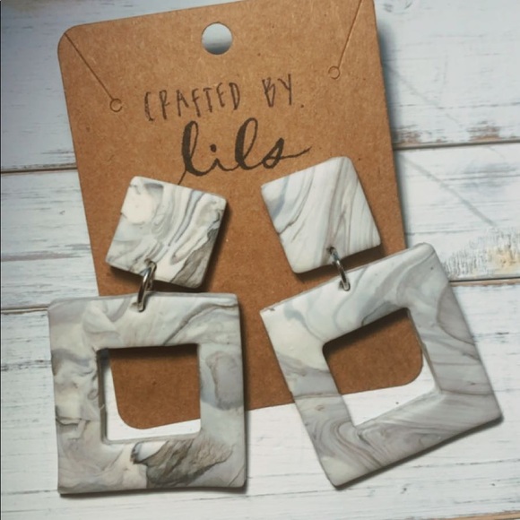 Jewelry - Marble Polymer clay earrings , handmade